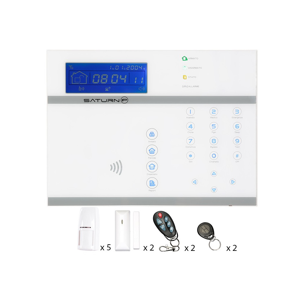 Allarme casa wireless Saturn ip combinatore gsm e connessione ad internet  web server  tag rfid